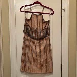 Gianni Bini size 8 halter nude blush sequin cocktail dress